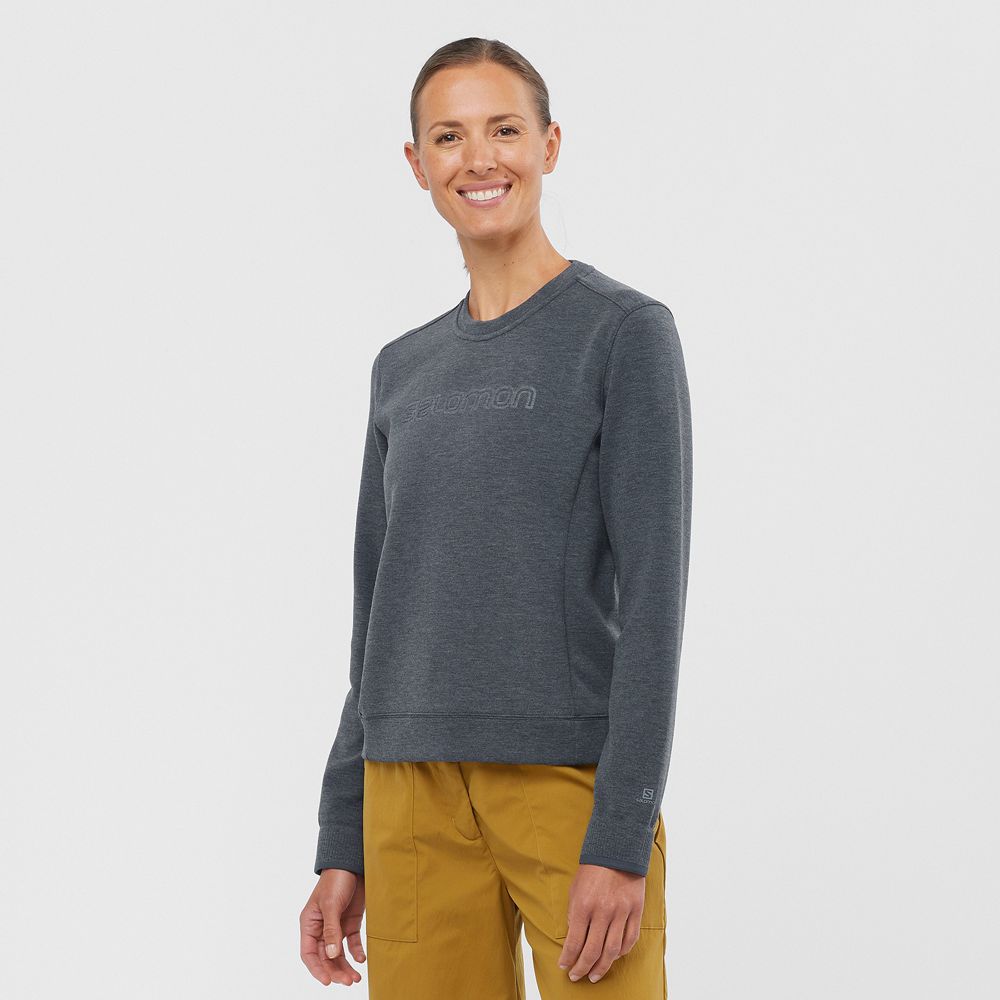 Salomon Israel COMET CREW NECK PULL W - Womens Midlayers - Dark Grey (DUOP-68457)